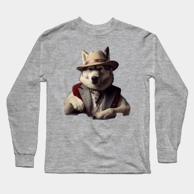 Poker playing husky Long Sleeve T-Shirt by DailyTee91